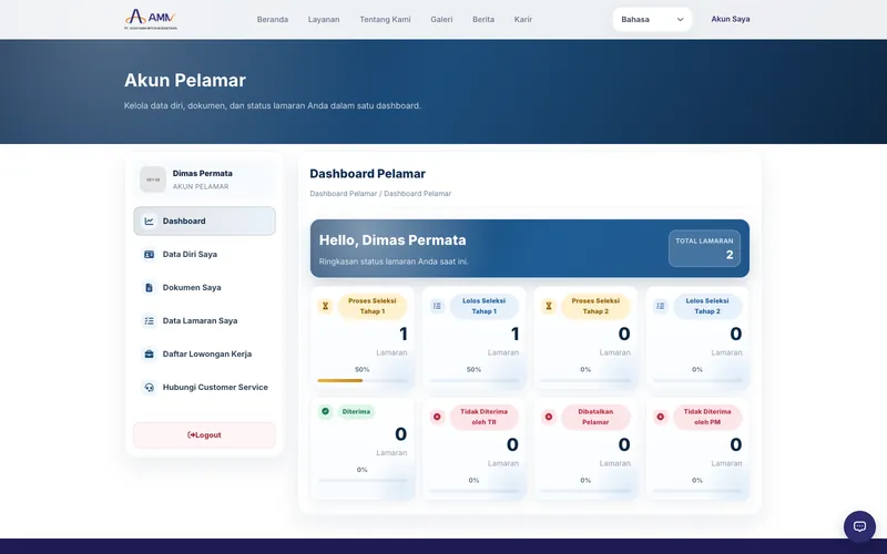 Company Profile & Job Portal — Applicant dashboard