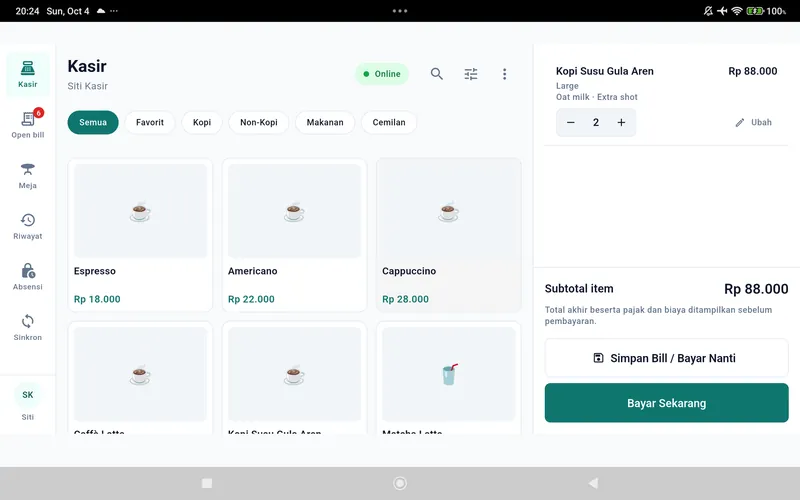 Kuasir POS — تطبيق الكاشير على جهاز لوحي