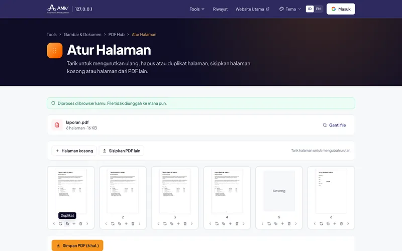 PDF Hub & Tools — Atur halaman