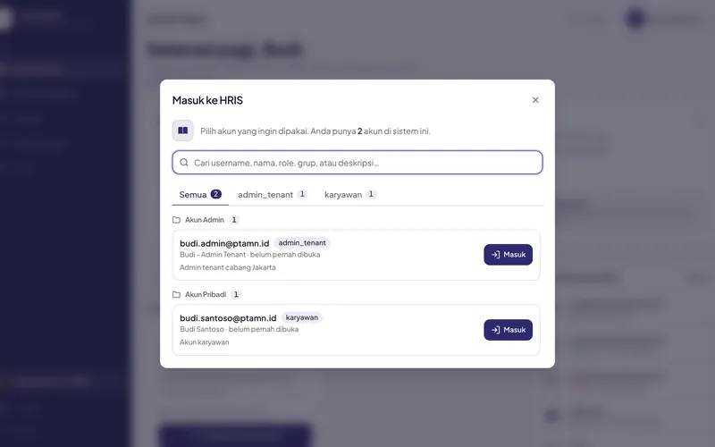 Portal SSO AMN — Choosing which account to sign in with