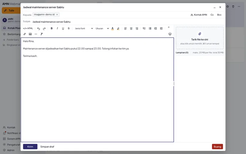 Webmail AMN — كتابة رسالة